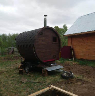 Монтаж бани-бочки №413 от 23.04.2021 в Ленинске-Кузнецком